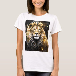 Camiseta O Rei: Leão Masculino Majestoso Dourado E Cinza,