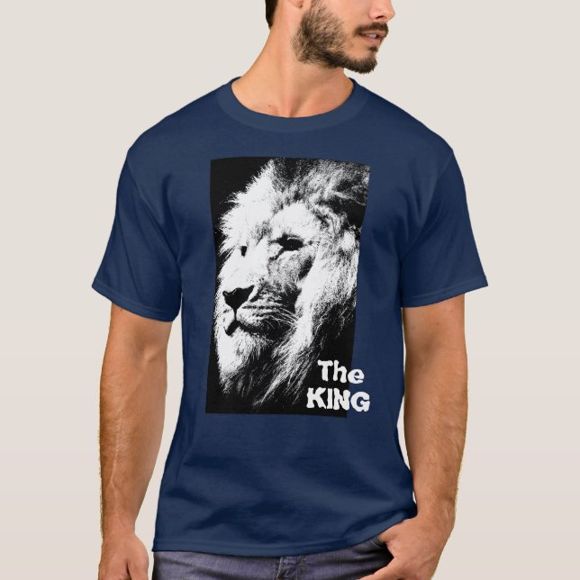 Camiseta O Rei Pop de Arte Leão Modelo Moderno Homens (Frente)