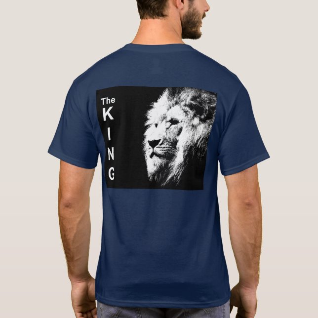 Camiseta O Rei Pop de Arte Moderna Lion Cabeça de Trás Impr (Verso)
