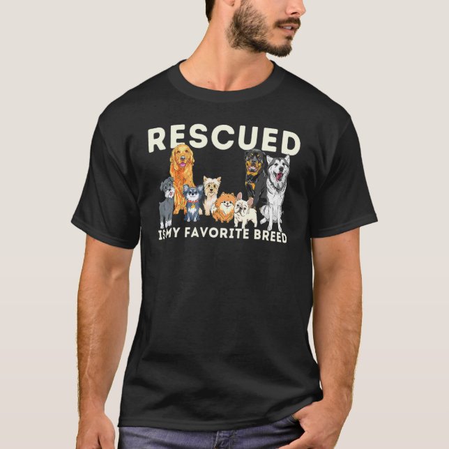 Camiseta O Resgate De Animais É Meu Cachorro De Raça Favori (Frente)