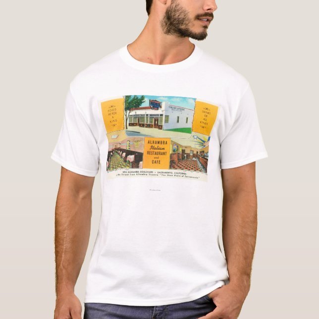 Camiseta O restaurante & o Caf� italianos de Alhambra (Frente)