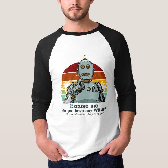 Camiseta O robô engraçado retrô precisa de óleo (Frente)