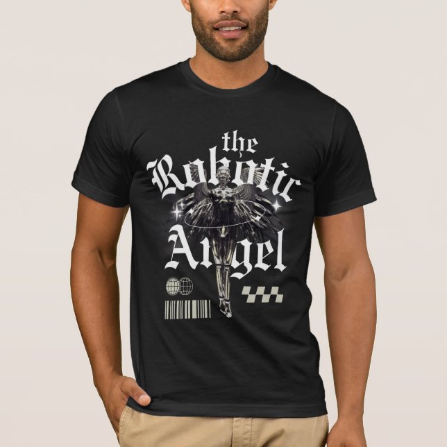 Camiseta O Robótico Anjo Bella+Canvas Camisa-T dos Homens (Frente)