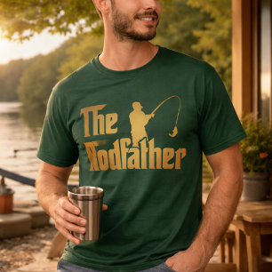 Camiseta O Rodfather Design Divertido de Paródia de Pesca p
