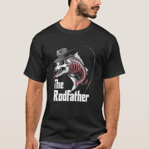 Camiseta O Rodfather Pai Pescador Esqueleto de Peixe Pescad