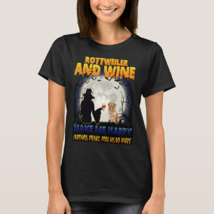 Camiseta O Rottweiler E O Vinho Me Fazem Feliz Rotação De H