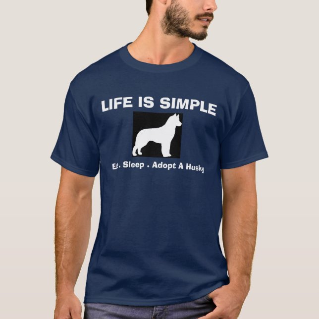 Camiseta O rouco Siberian - vida é simples - adote um rouco (Frente)