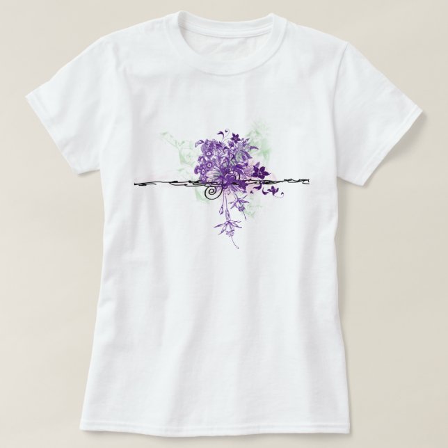 Camiseta O roxo abstrato floresce o buquê floral (Frente do Design)