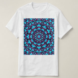 Camiseta O roxo conduz o caleidoscópio azul do Fractal do