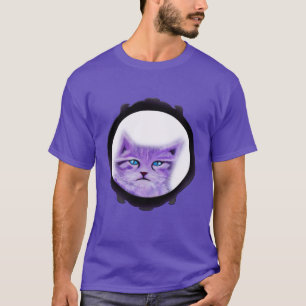Camiseta O roxo feito sob encomenda pintou o gato com olhos