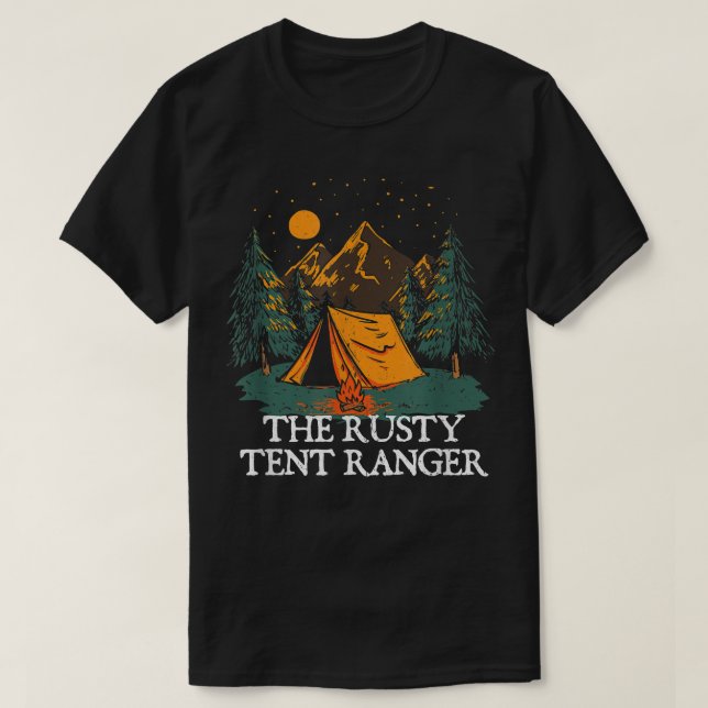 Camiseta O Rusty Tent Ranger Camping Amigos Camper Buddy (Frente do Design)