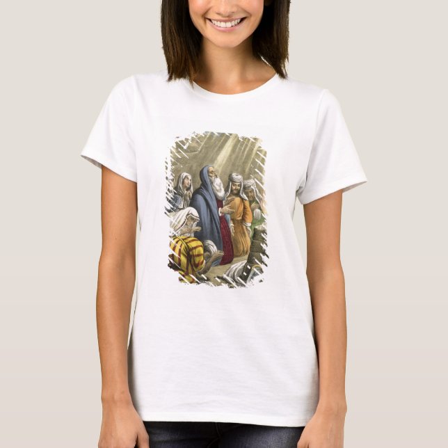 Camiseta O sacrifício de Noah ao deixar a arca, de uma bíbl (Frente)