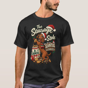 Camiseta O Salsicha Roubou os Biscoitos do Papai Noel Dachs