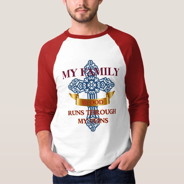 Camiseta O Sangue Da Família Atravessa Minhas Veias (Frente)