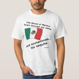 Camiseta O sangue do México flui pelas veias às vezes Tequi