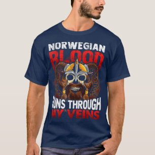Camiseta O Sangue Norueguês Atravessa Minhas Veias Viking