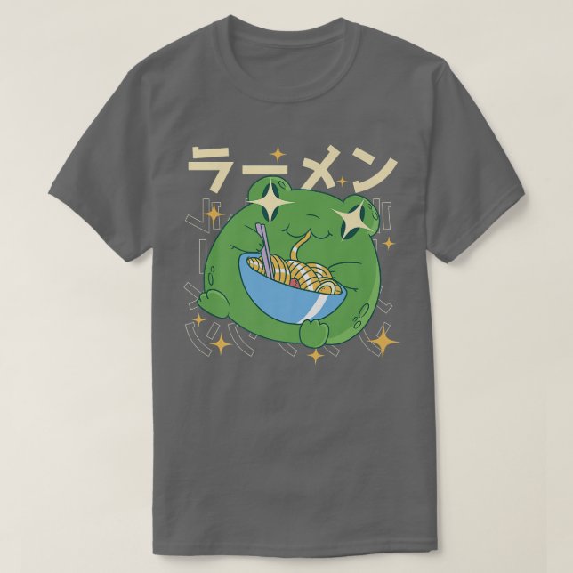 Camiseta O Sapo Verde Ramen Kawai Noodle Oferece Sapos ao J (Frente do Design)