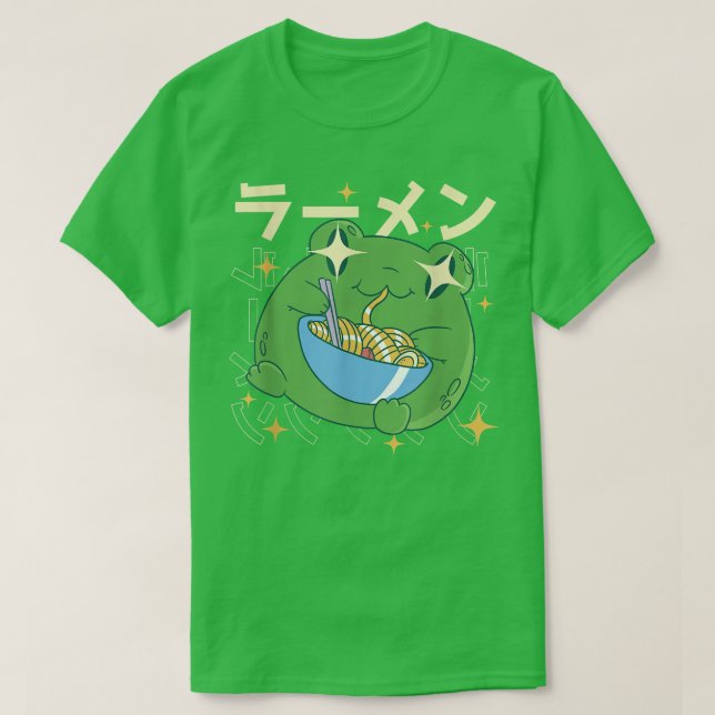Camiseta O Sapo Verde Ramen Kawai Noodle Oferece Sapos ao J (Frente do Design)