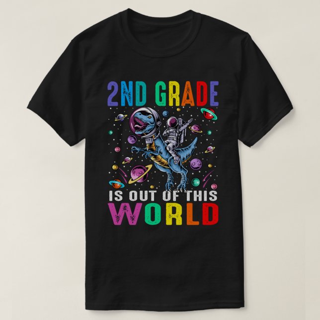 Camiseta O segundo Está Fora Deste Dinossauro Do Astronauta (Frente do Design)