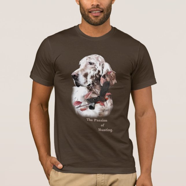 Camiseta O Setter Inglês, Caça à Paixão (Frente)