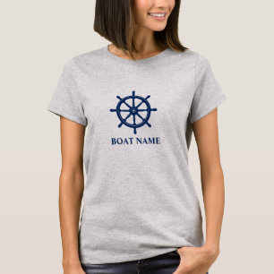 Camiseta O seu barco ou nome e Marinho anuncia Cinza de rod