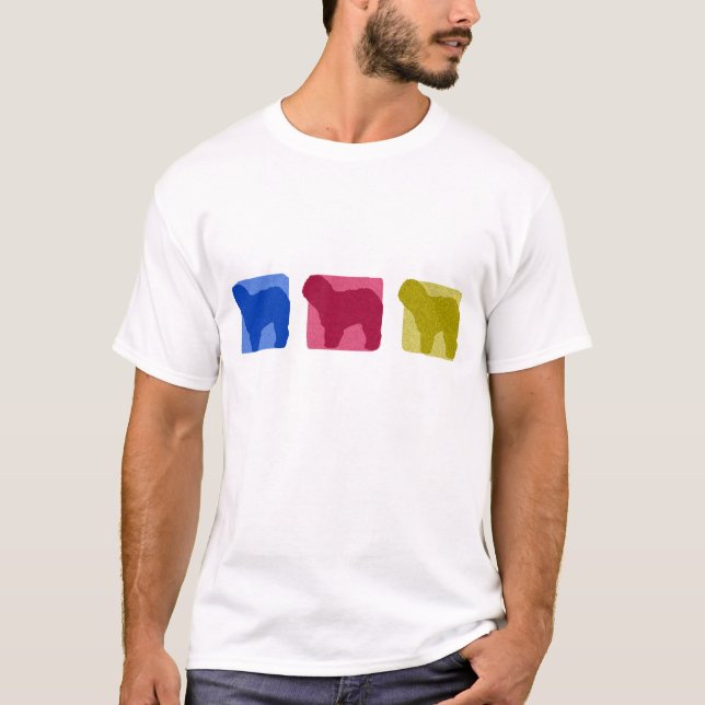 Camiseta O Sheepdog inglês velho colorido mostra em (Frente)