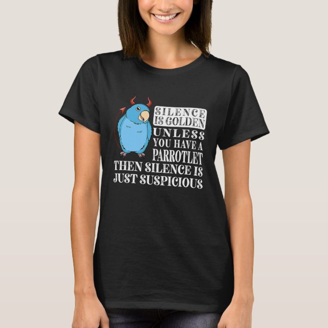Camiseta O Silêncio É Ouro Papagaio I Azul (Frente)