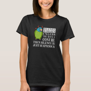 Camiseta O Silêncio É Ouro Papagaio I Azul coroado Conure