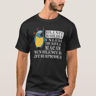 Camiseta O Silêncio É Ouro Papagaio I Azul Garganta Macaw