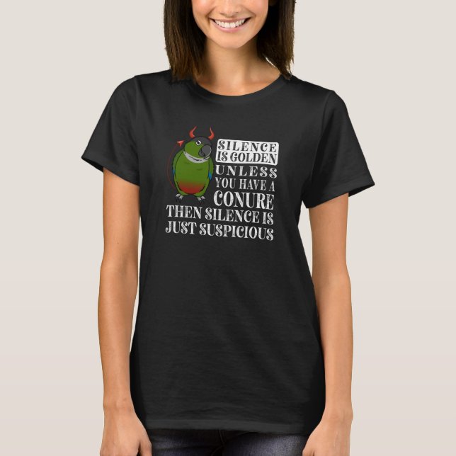 Camiseta O Silêncio É Ouro Papagaio I Green Cheek Conure (Frente)