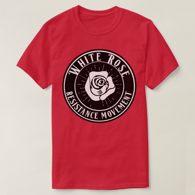 CAMISETA O SÍMBOLO DE RESISTÊNCIA WW2 DA ROSE BRANCA (Frente do Design)