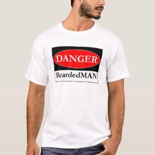 Camiseta O sinal de BeardedMAN do perigo