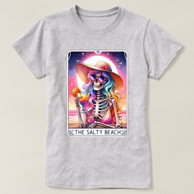 Camiseta O Skeleton Tarot Card de Salty Beach (Frente do Design)