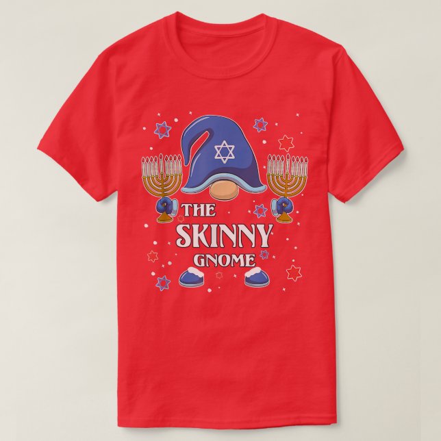 Camiseta O Skinny Gnomo Hanukkah Matching Family Pajama (Frente do Design)