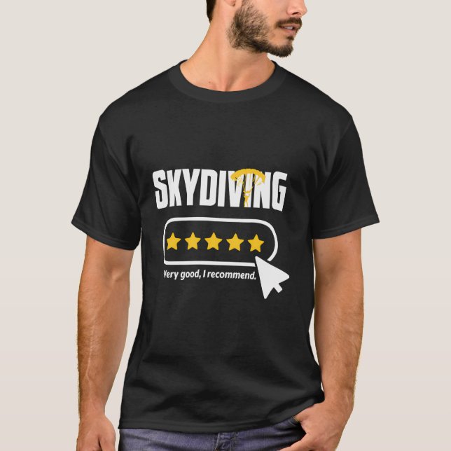 Camiseta O Skydiving Amplia Cinco Estrelas Recomendadas (Frente)