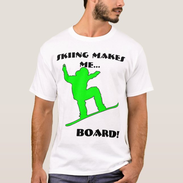 Camiseta O snowboarder verde, ESQUIANDO FAZ-ME…, o (Frente)