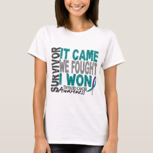 Camiseta O sobrevivente de câncer que do tiróide veio nó