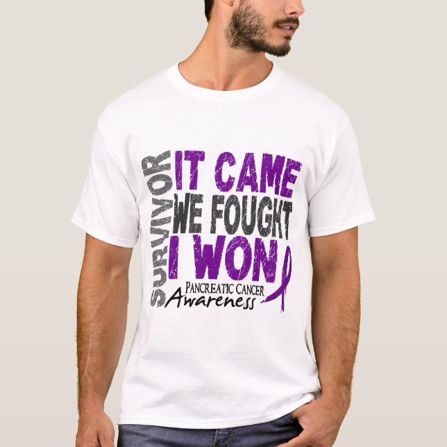 Camiseta O sobrevivente que do câncer de pâncreas veio nós (Frente)