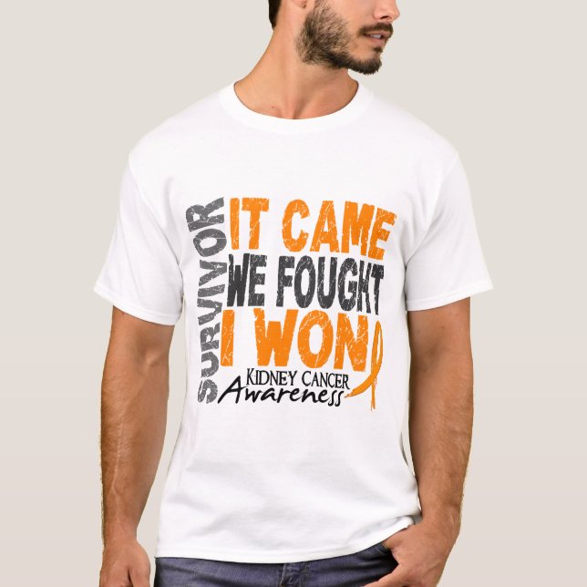 Camiseta O sobrevivente que do câncer de rim veio nós (Frente)