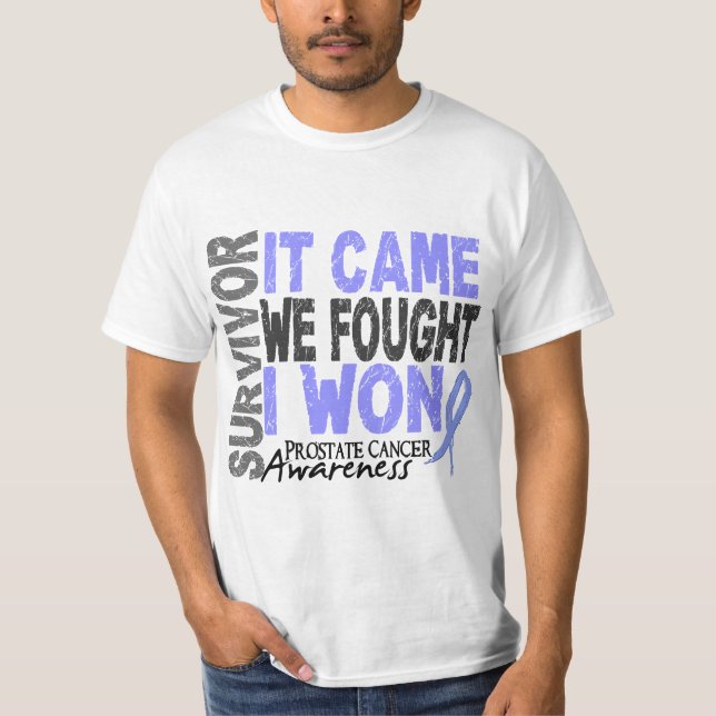 Camiseta O sobrevivente que do cancro da próstata veio nós (Frente)