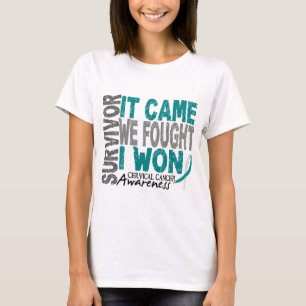 Camiseta O sobrevivente que do cancro do colo do útero vei