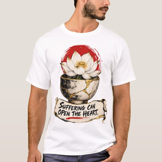 Camiseta O Sofrimento Pode Abrir o Coração Dhammapada (Frente)