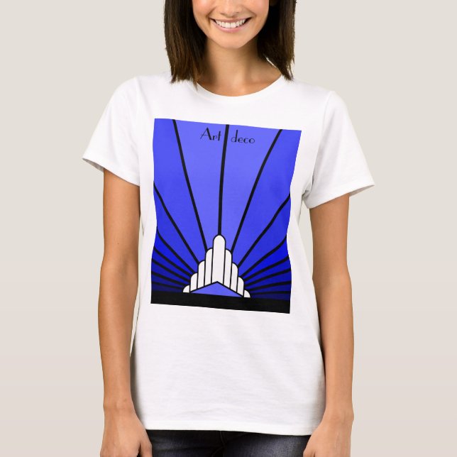 Camiseta O sol da arte em azul (Frente)