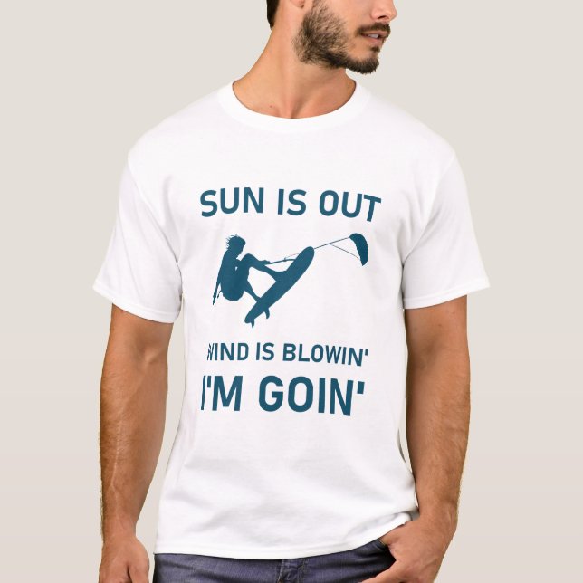 Camiseta O sol está a soprar, estou a ir. (Frente)