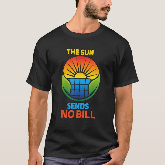Camiseta O sol não manda nenhuma conta de células solares d (Frente)