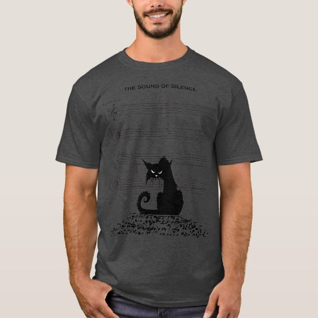 Camiseta O Som Da Música Silenciosa Com O Meu Prato De Gato (Frente)