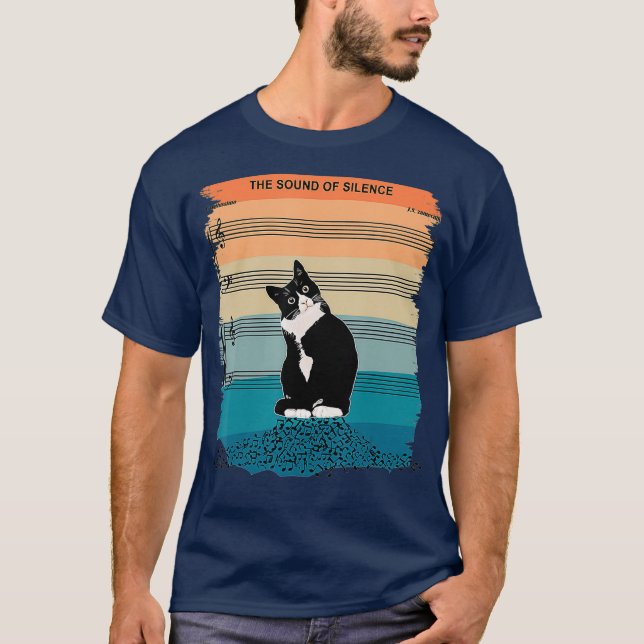 Camiseta O som da música silenciosa e dos gatos-safra (Frente)