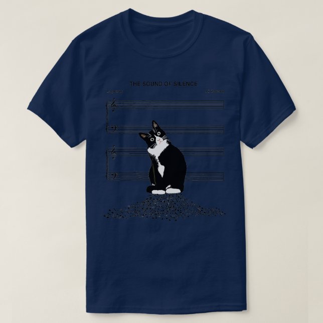 Camiseta O som da música silenciosa e os gatos ganham o prê (Frente do Design)