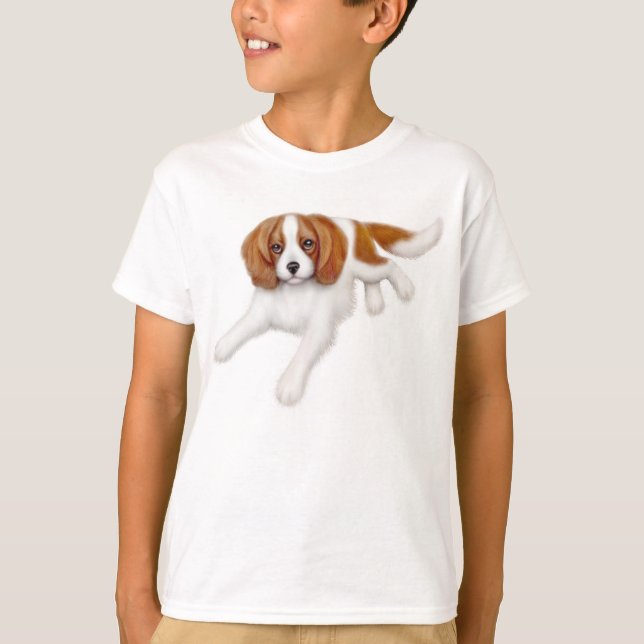 Camiseta O Spaniel de rei Charles descuidado caçoa o (Frente)