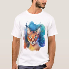 Camiseta O Splash Colorido do Gato Serval